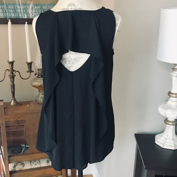 BXC Black Sleeveless Blouse w/Chain Sz M - Picture 5 of 5